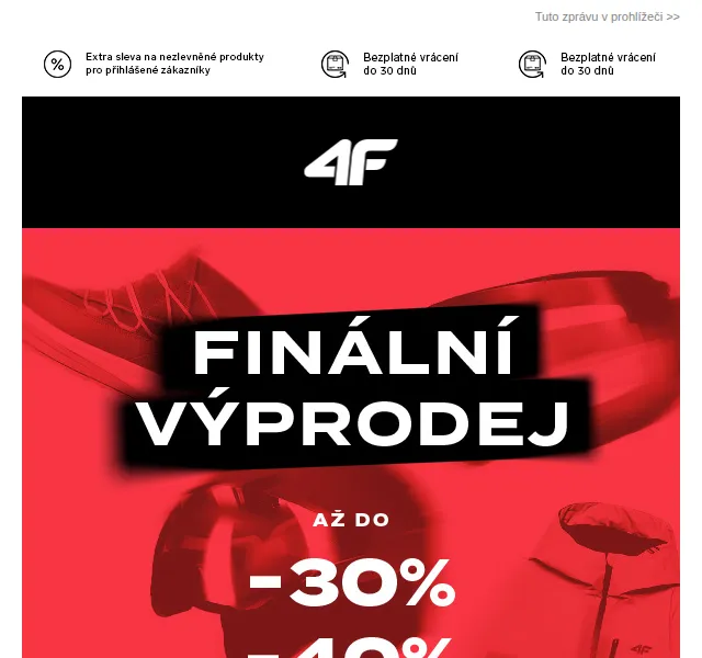 4Fstore.cz: Finální výprodej se slevami až -50 % – červen 2026 | Nuslet.cz