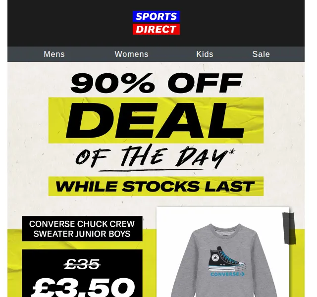 Sportsdirect.com: 90% sleva na Converse mikinu za £3.50 – červen 2026 | Nuslet.cz