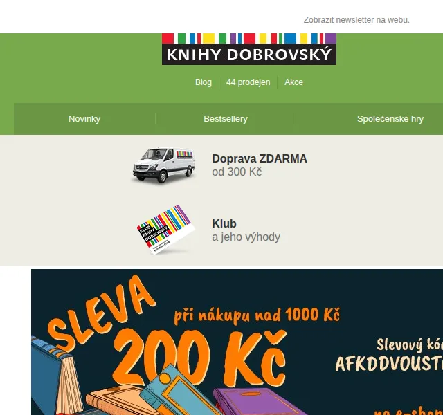 KnihyDobrovsky.cz: Sleva 200 Kč při nákupu nad 1000 Kč – červen 2026 | Nuslet.cz