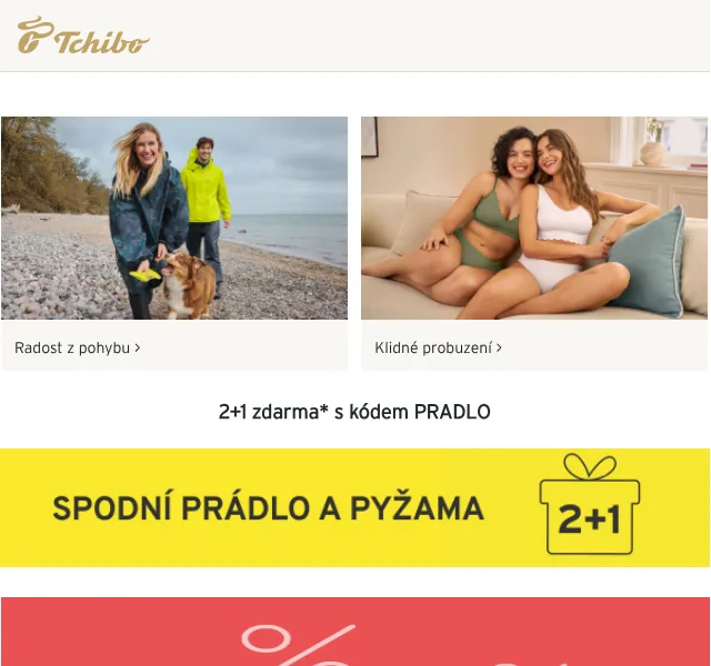 Tchibo: slevy až 30 % + kód PRADLO 2+1 zdarma