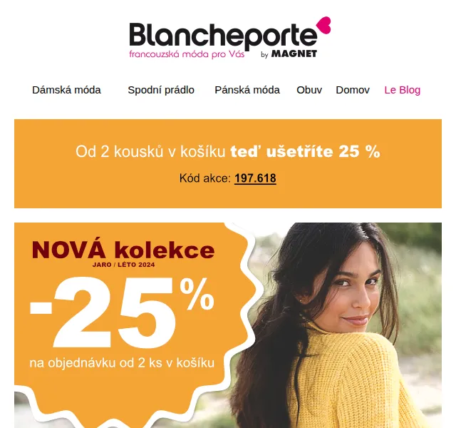 Blancheporte: -25 % na svetry a pulovry – červen 2026 | Nuslet.cz