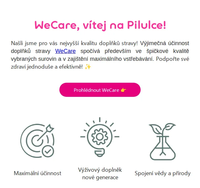 Pilulka.cz: Doplňky stravy WeCare – červen 2026 | Nuslet.cz