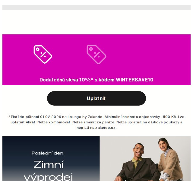 Lounge by Zalando: až 85 % sleva + 10 % kód – únor 2026