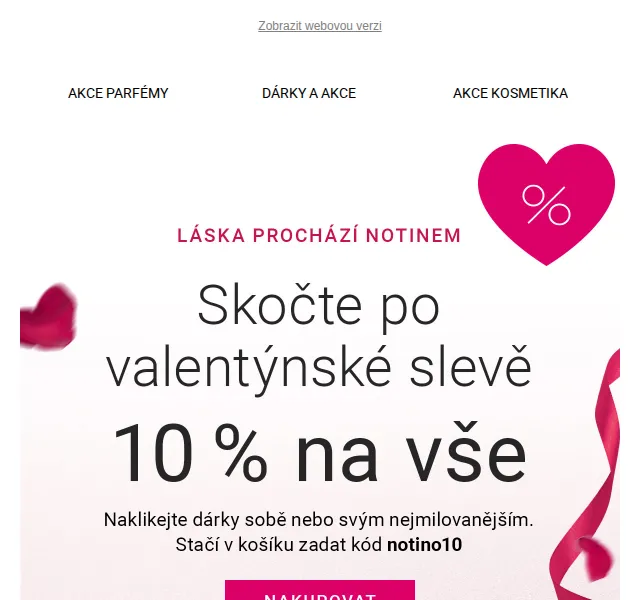 Notino: 10% sleva na vše a dárek k Valentýnu – červen 2026 | Nuslet.cz