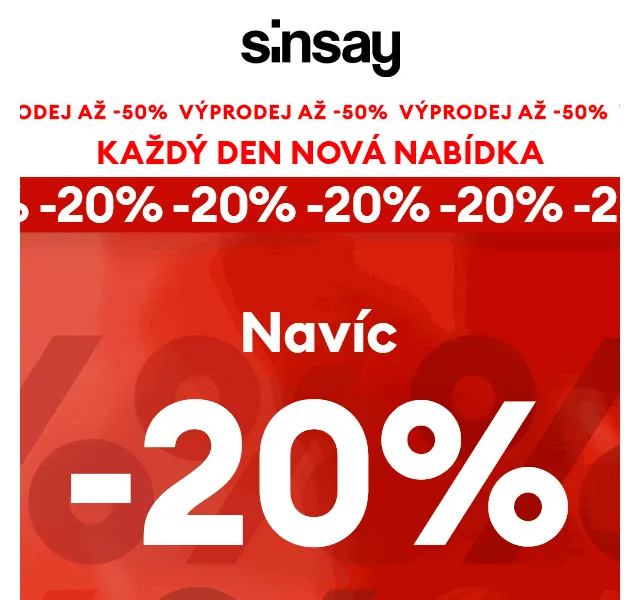 Sinsay: -20 % na celý výprodej – červen 2026 | Nuslet.cz