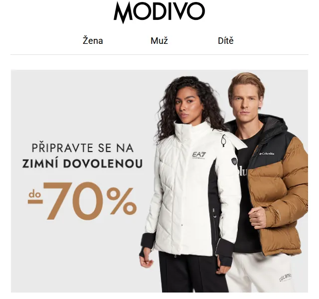 Modivo: Sleva až -70 % na zimní kolekci – červen 2026 | Nuslet.cz
