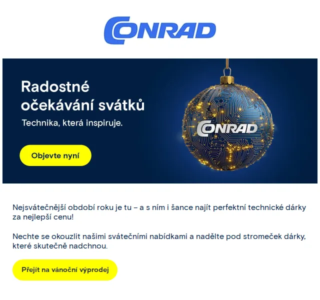 Conrad: Vánoční výprodej technických dárků až 5 000 Kč – červen 2026 | Nuslet.cz