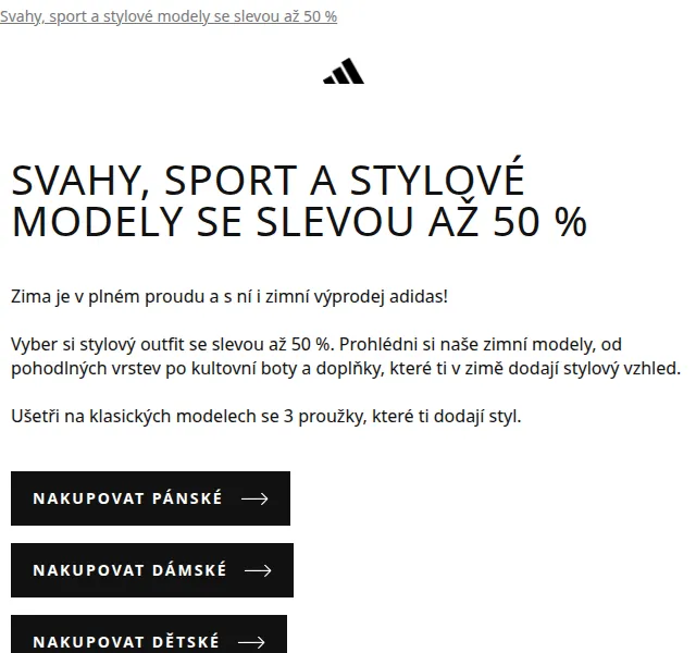 adidas: Zimní výprodej se slevou až 50 % – červen 2026 | Nuslet.cz