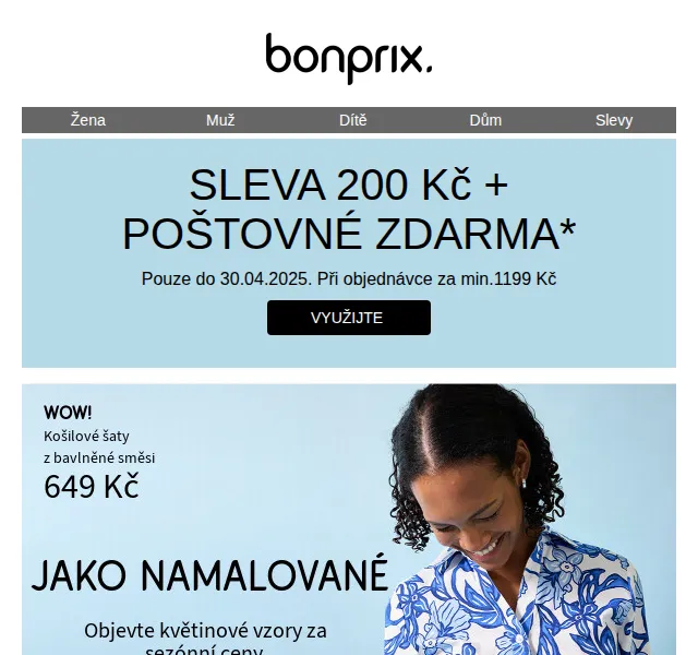 bonprix: SLEVA 200 Kč + poštovné zdarma – červenec 2026 | Nuslet.cz