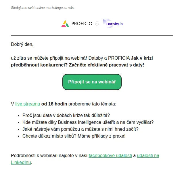 PROFICIO tým: Webinář o datech v krizi – červenec 2026 | Nuslet.cz