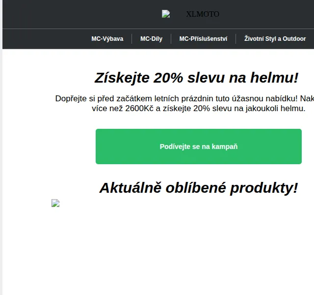 XLMOTO: 20% sleva na helmy + nové kalhoty – červen 2026 | Nuslet.cz