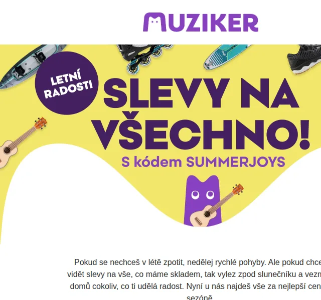 Muziker: sleva na vše – červen 2026 | Nuslet.cz