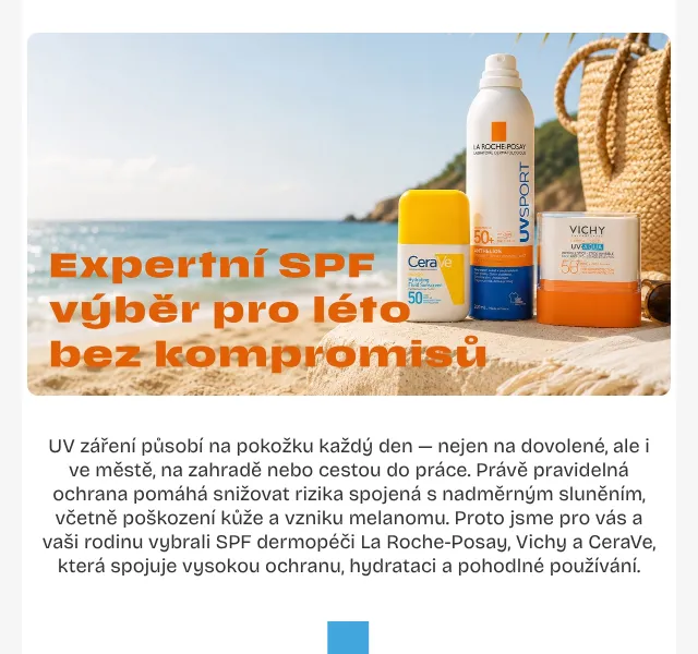 Pilulka.cz: SPF kremy La Roche-Posay, Vichy, CeraVe – červen 2026