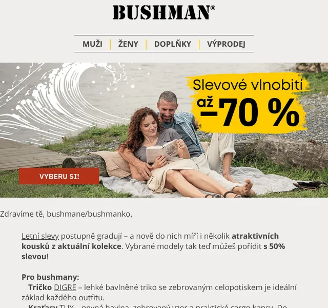 BUSHMAN: Letní slevy do -60% na módní kolekci | srpen
