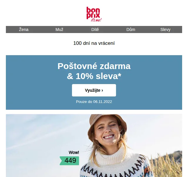 Bonprix: 10% sleva + poštovné zdarma na zimní módu – červen 2026 | Nuslet.cz