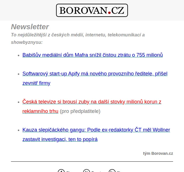 Aleš Borovan: přehled mediálních novinek – červen 2026 | Nuslet.cz