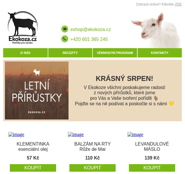 Eshop Ekokoza: Letní přírůstky od 12 Kč – srpen 2026 | Nuslet.cz