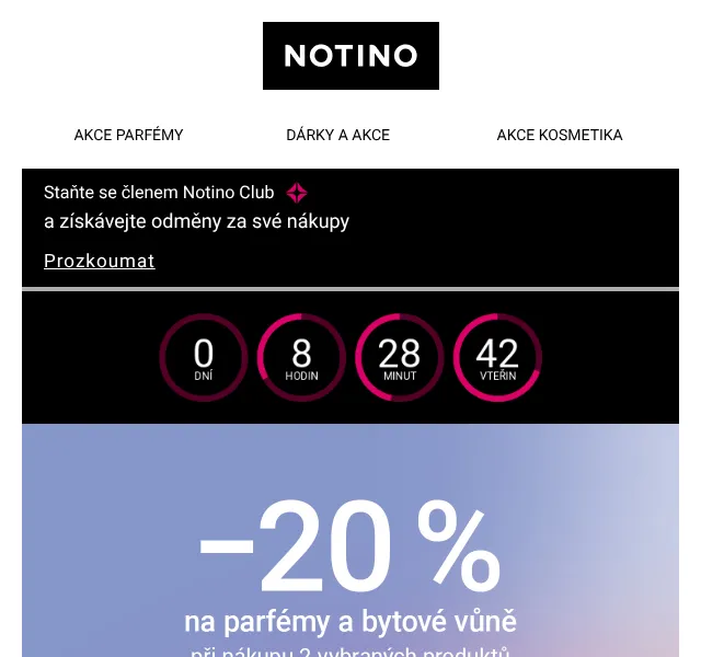 Notino: sleva 20 % na parfémy a vůně do bytu – září 2026