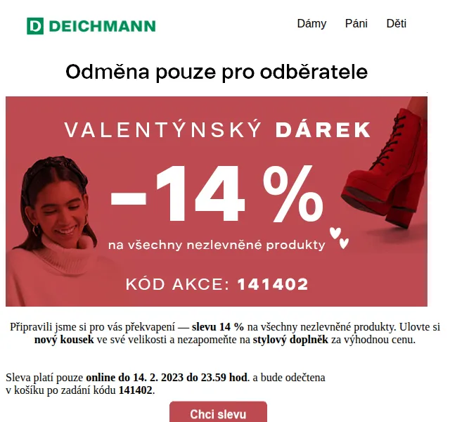 DEICHMANN: sleva 14 % na vše – červen 2026 | Nuslet.cz