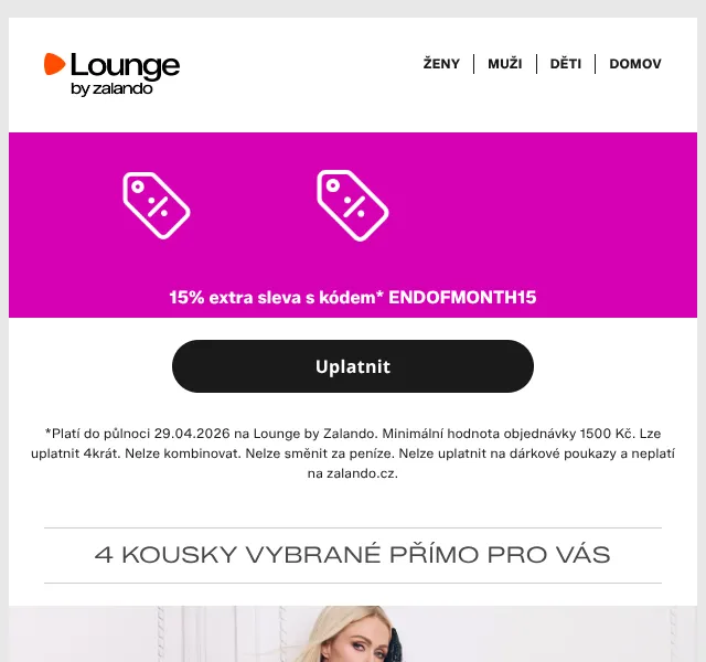 Lounge by Zalando: 15 % sleva na KARL LAGERFELD, Tamaris – duben 2026