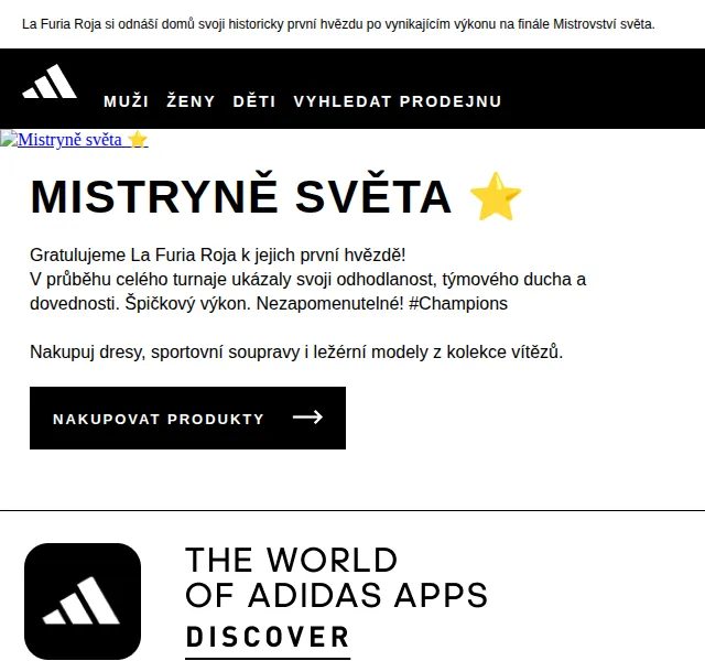 adidas: Dresy a kolekce mistryň světa ve fotbale – červen 2026 | Nuslet.cz