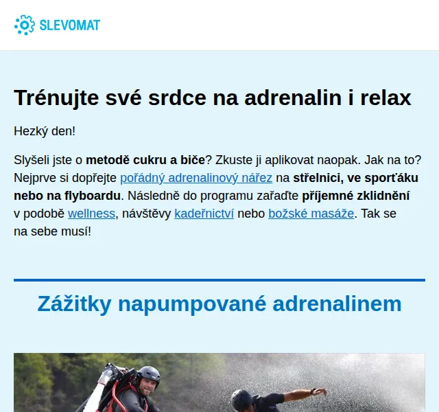Slevomat: Adrenalinové zážitky a relax – červen 2026 | Nuslet.cz