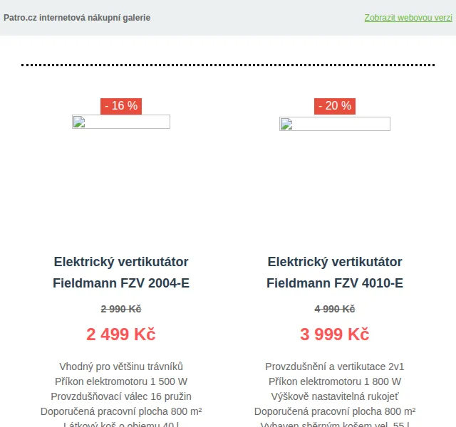 Patro.cz: Zahradní technika Fieldmann a VeGA až s 32% slevou – červen 2026 | Nuslet.cz