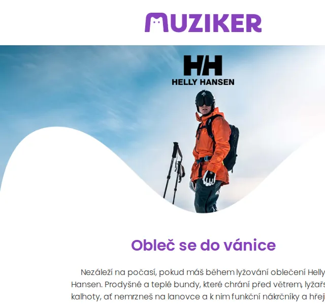Muziker: Helly Hansen na lyže – červen 2026 | Nuslet.cz