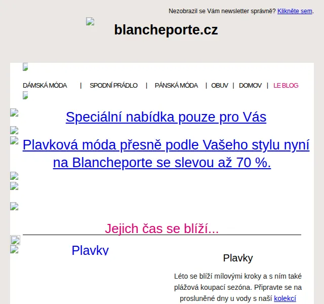 Blancheporte: plavky až –70 % – červen 2026 | Nuslet.cz