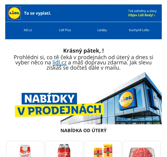 Lidl: doprava zdarma + slevy až 54 % – září 2026