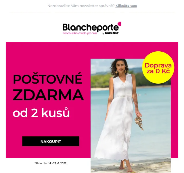 Blancheporte: Šaty s poštovným zdarma od 2 ks – červen 2026 | Nuslet.cz