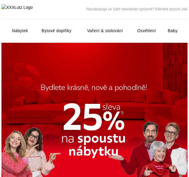 XXXLutz: Sleva 25 % na nábytek – červenec 2026 | Nuslet.cz