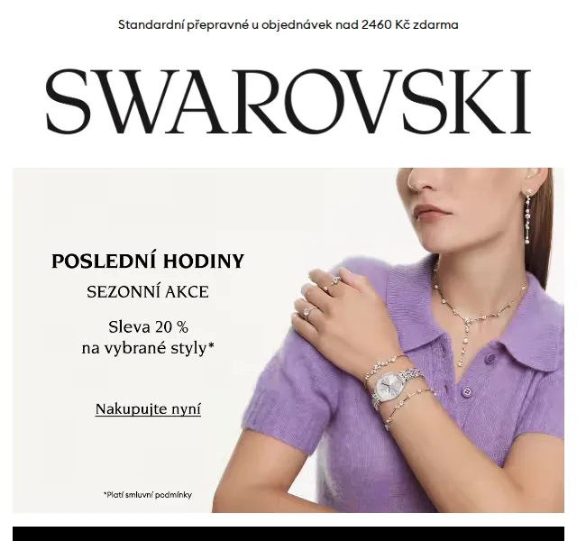Swarovski: sleva 20 % na vybrané šperky – září 2025 | Nuslet.cz