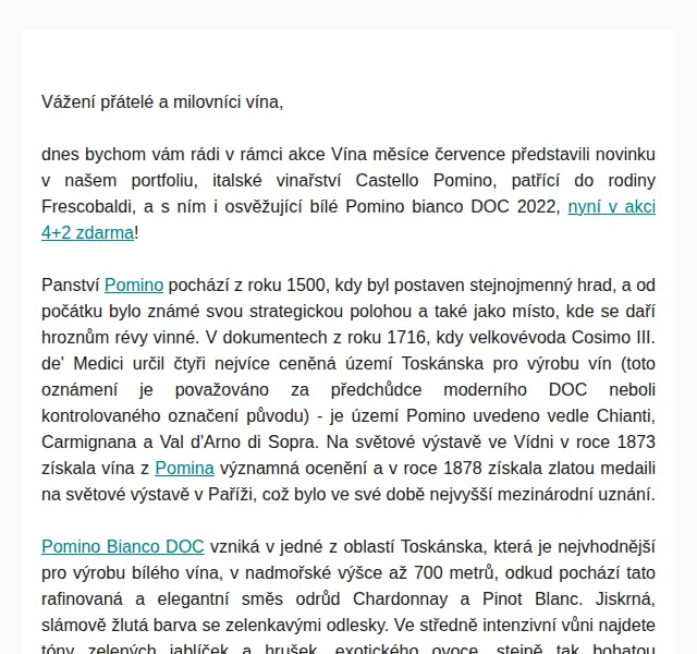 Premier Wines & Spirits: Pomino Bianco DOC 2022 4+2 – červenec 2023 | Nuslet.cz