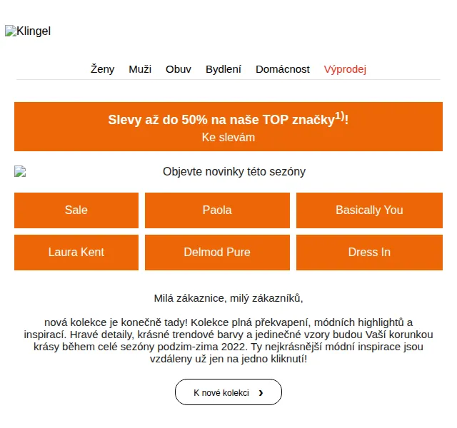 KLiNGEL: Slevy až 50 % na TOP značky – červen 2026 | Nuslet.cz