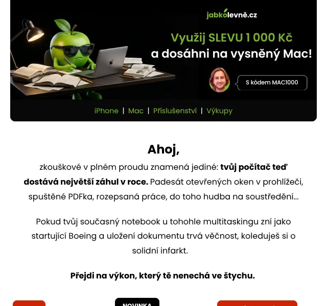 JabkoLevně.cz: MacBook sleva až 87 % – květen 2026
