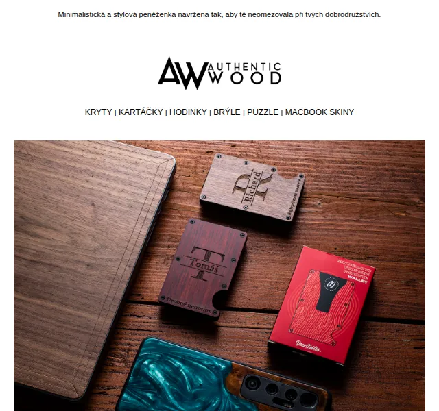 AuthenticWood.cz: WoodWallet peněženka z ořechu a třešně – červen 2026 | Nuslet.cz