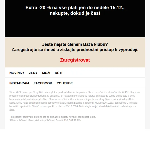 Baťa: Extra 20% sleva na vše – červen 2026 | Nuslet.cz