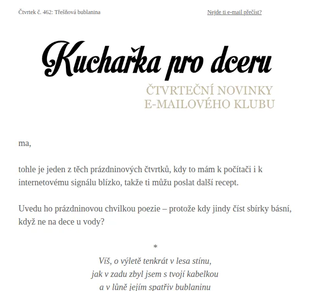 Florentýna - Kuchařka pro dceru: Třešňová bublanina – červen 2026 | Nuslet.cz