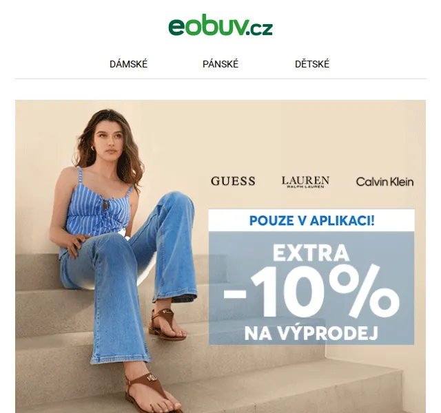 Eobuv.cz: Extra 10% na letní SALE s aplikací – červen 2026 | Nuslet.cz