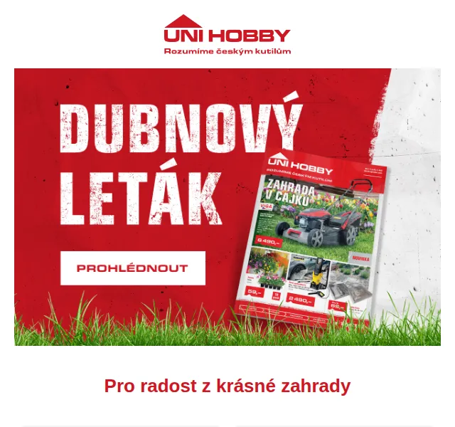 UNI HOBBY: Dubnový leták – květiny, sadby, zahrada | Nuslet.cz
