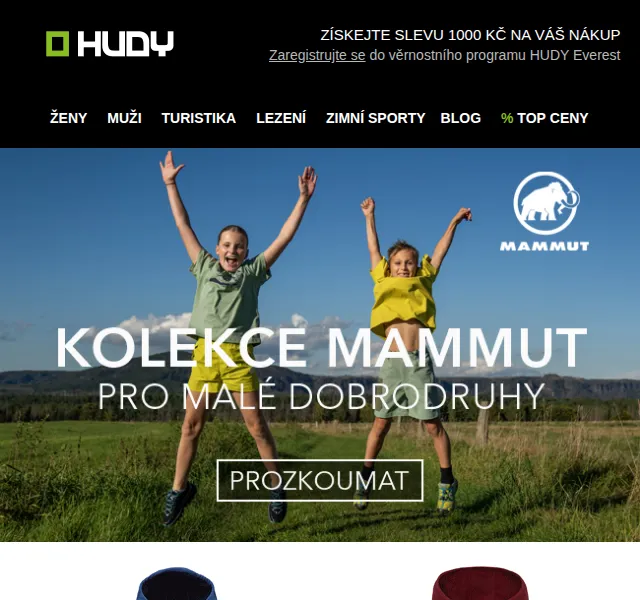 Hudy: MAMMUT dětská kolekce – sleva až 10 % – Srpen 2026