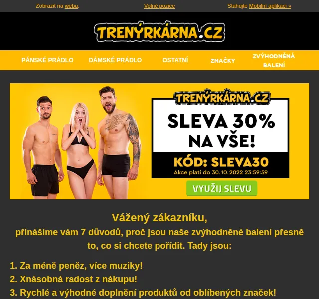 Lukáš z Trenýrkárna.cz: sleva 30 % na spodní prádlo – červen 2026 | Nuslet.cz