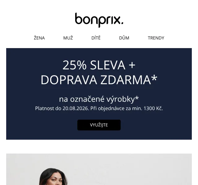 Bonprix: 25% sleva + doprava zdarma – srpen 2026