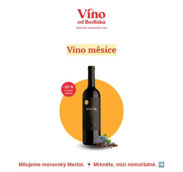 Jitka za Víno od Bodláků: Moravský Merlot od Sedláka – červen 2026 | Nuslet.cz