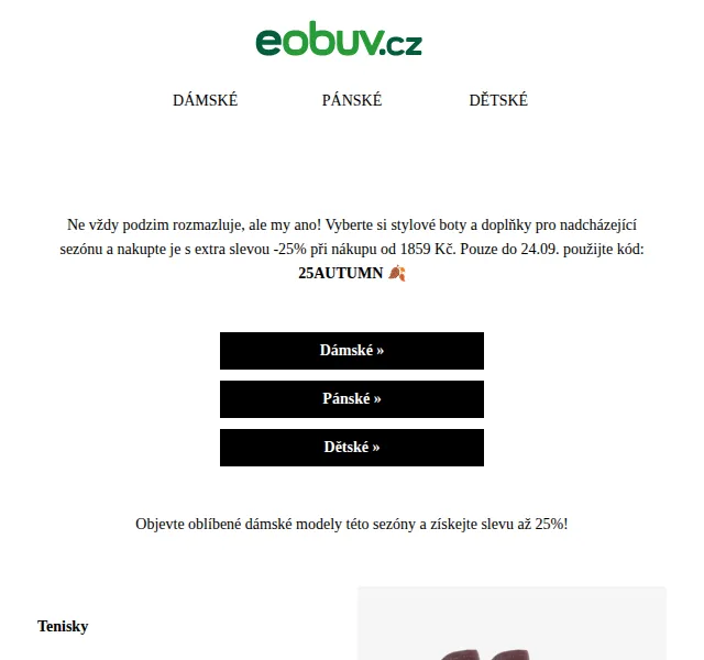 eobuv.cz: extra sleva 25 % na podzimní obuv – červen 2026 | Nuslet.cz