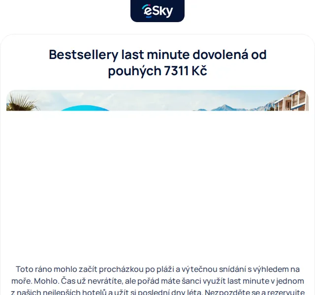 eSky: Last minute dovolená od 7311 Kč – červen 2026 | Nuslet.cz