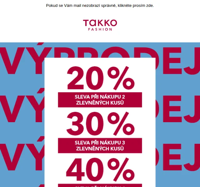 Takko Fashion: Extra sleva až 40% na výprodej – červenec 2026 | Nuslet.cz