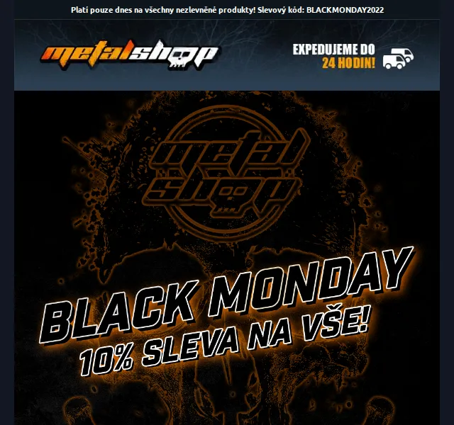 METALSHOP: Black Monday 10% sleva na vše – prosinec 2026 | Nuslet.cz