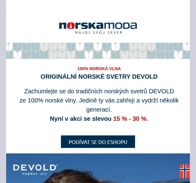 Norskamoda.cz: Svetry Devold se slevou až 30 % – červen 2026 | Nuslet.cz